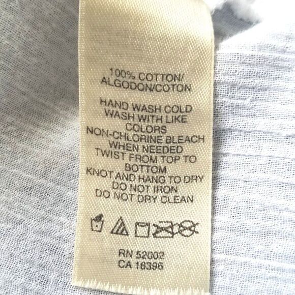 DKNY Jeans White Tunic Top Sz M Light Cotton Half Button Pockets - Picture 12 of 13